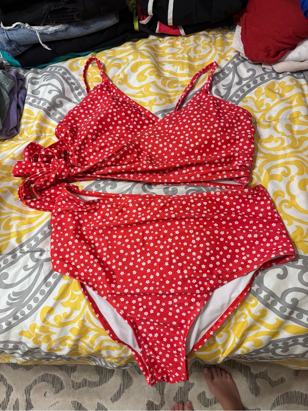 Target Red Floral High-Waist Bikini Set